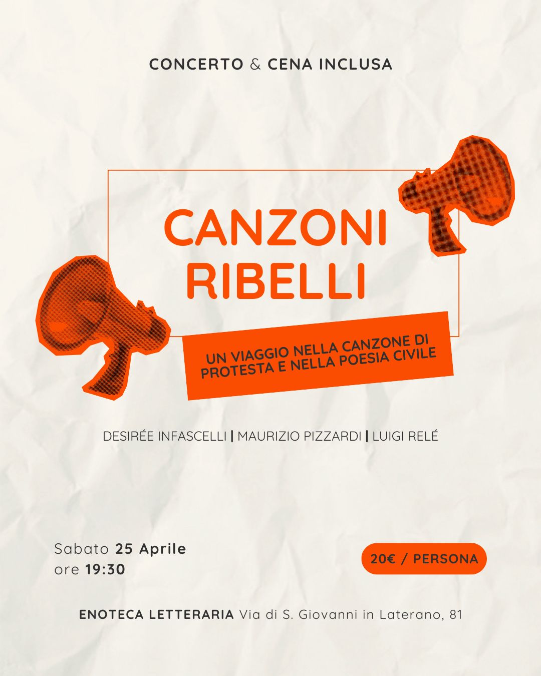 CANZONI RIBELLI - Un viaggio nella canzone di protesta e nella poesia civile