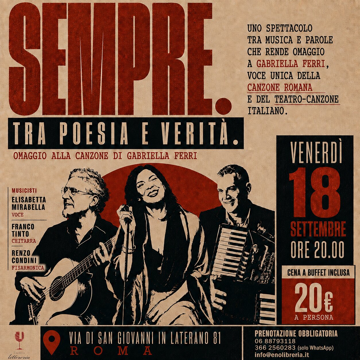Sempre. Tra poesia e verità - Omaggio alla canzone di Gabriella Ferri