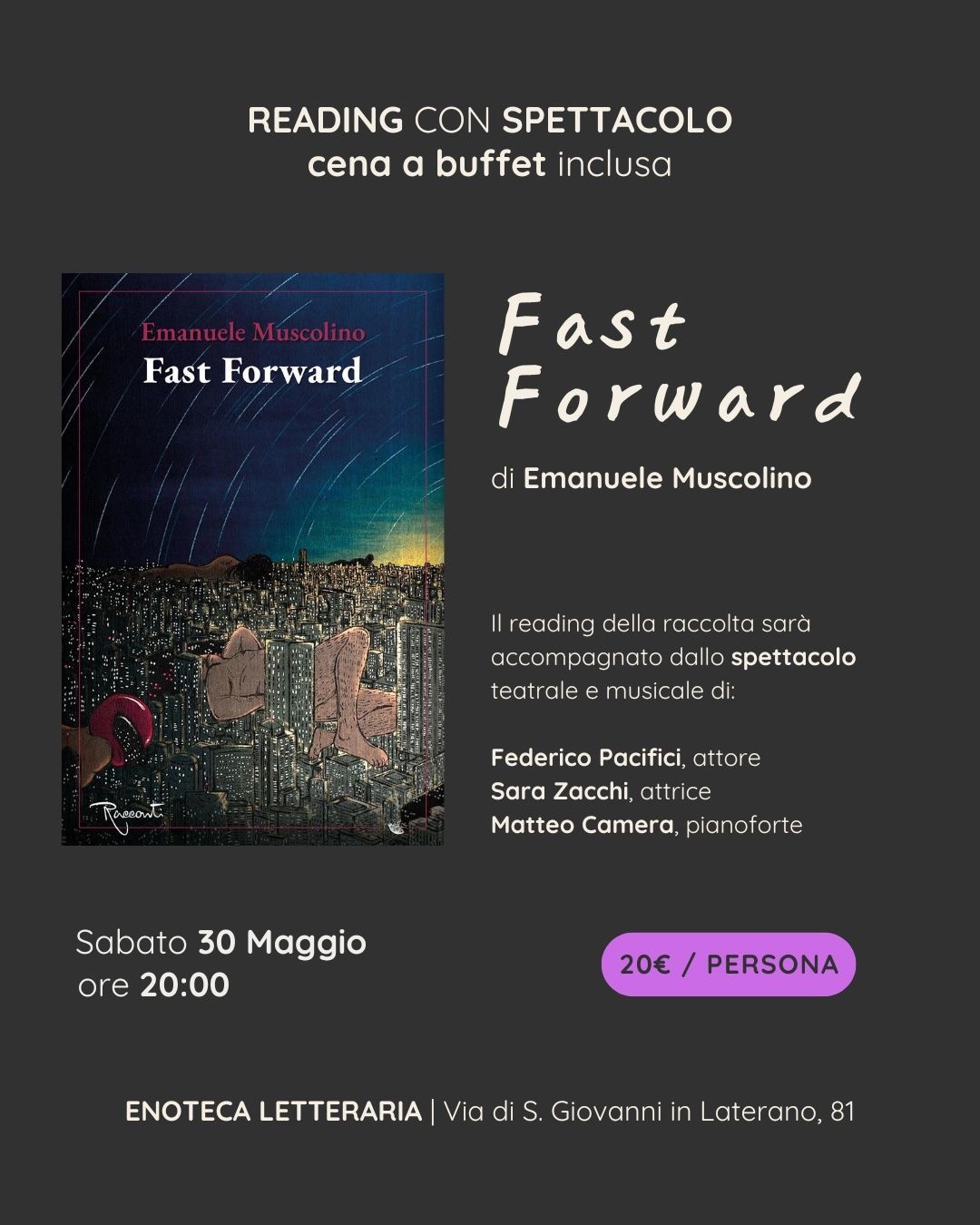Reading con spettacolo e presentazione "Fast Forward"