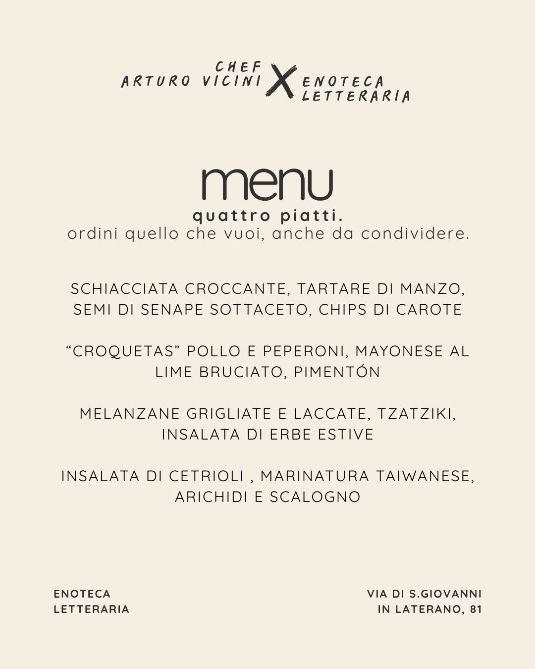 POP UP TASTING - Enoteca Letteraria x avcooks